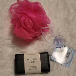 NWT Into the Night Cleansing Bar + Bath Pouf